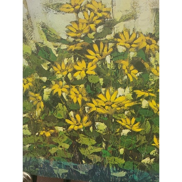 Vintage 1970 Floral Yellow Print Artist Unknown - Picture 3 of 5